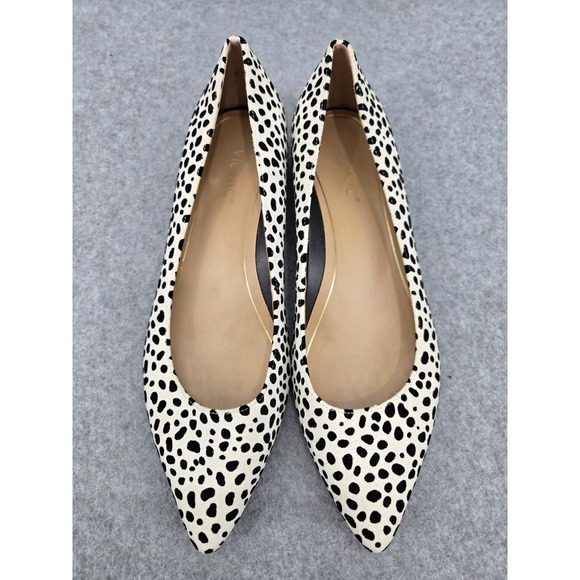 Vionic Lena Spot Ballet Flats Black White 8.5 Pointed Toe Leather Slip On Shoes - Picture 2 of 7